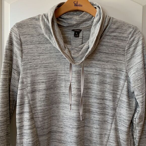 Eddie Bauer Cowl neck Pullover workout Top Shirt Super Soft comfy Gray Size M - Picture 2 of 5